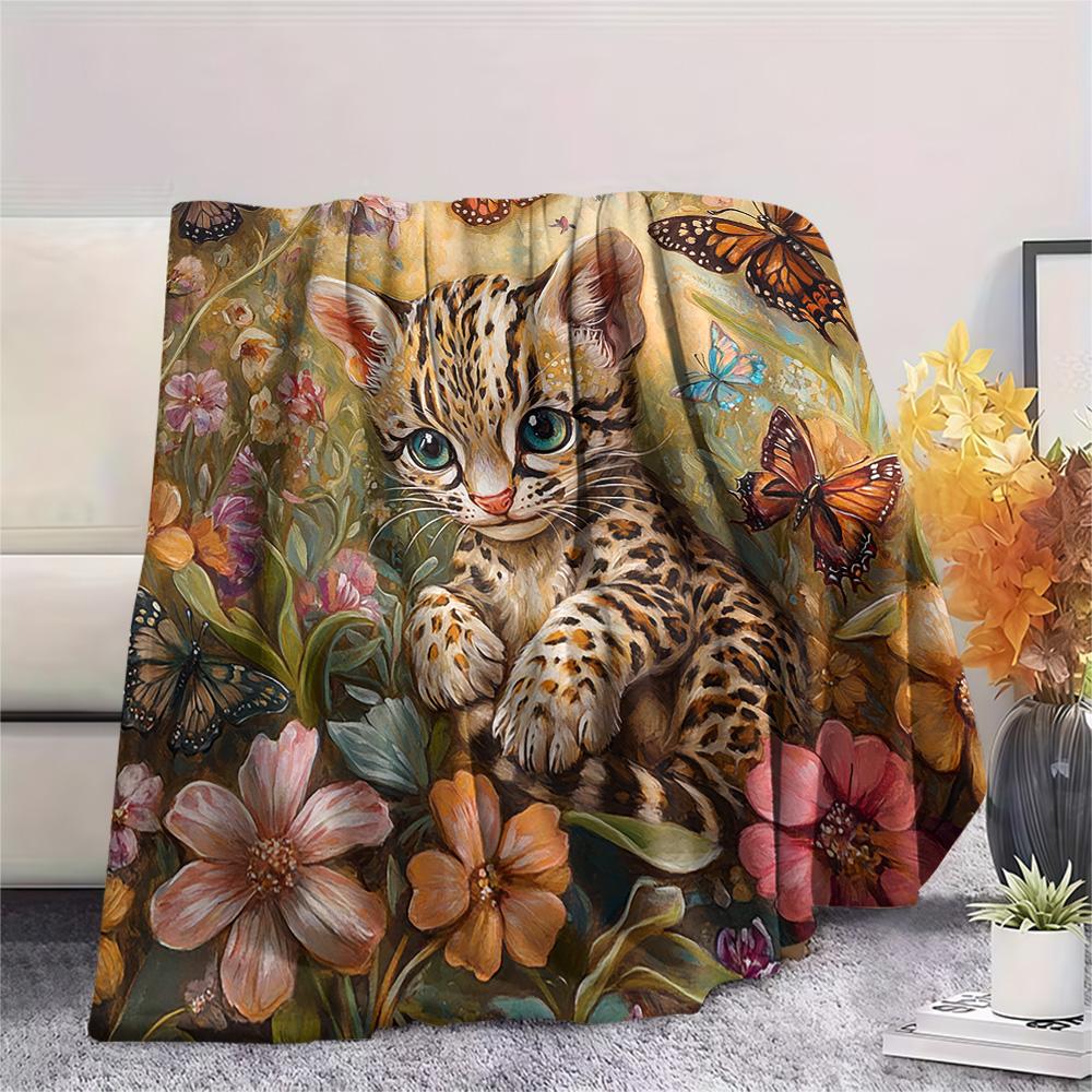 Coperta in Flanella con Stampa di Gatti Bianchi, Alta Qualità, Confortevole per Tutte le Stagioni, Decorazione per la Casa, Calore e Comfort, Perfetta per Regali di Natale