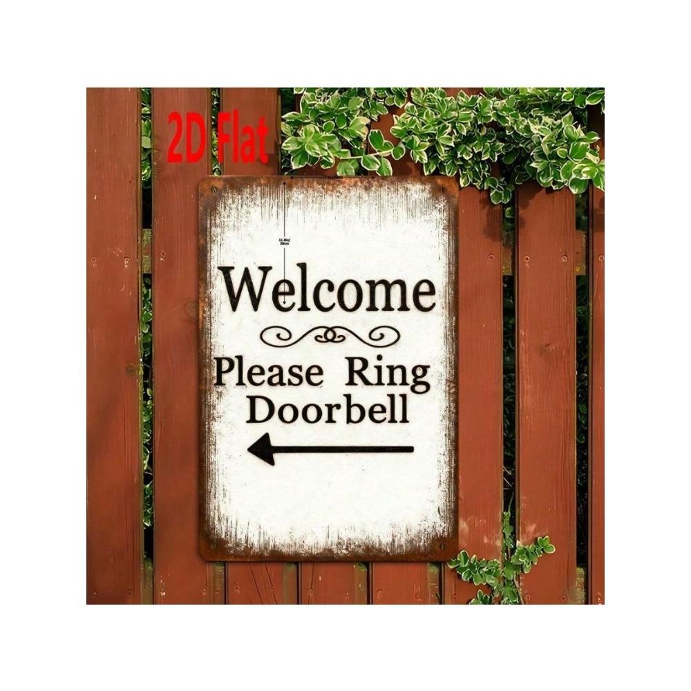 Please Ring Doorbell Metal Arrow Sign Wall Decor Outdoor Garden