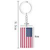 Stainless Steel Epoxy Canada Australia Flag Keychains Rectangle National Flag Pendant Car Key Chain