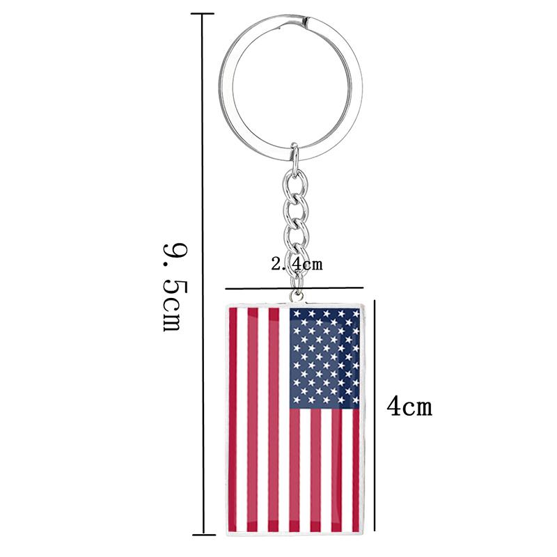 Stainless Steel Epoxy Canada Australia Flag Keychains Rectangle National Flag Pendant Car Key Chain