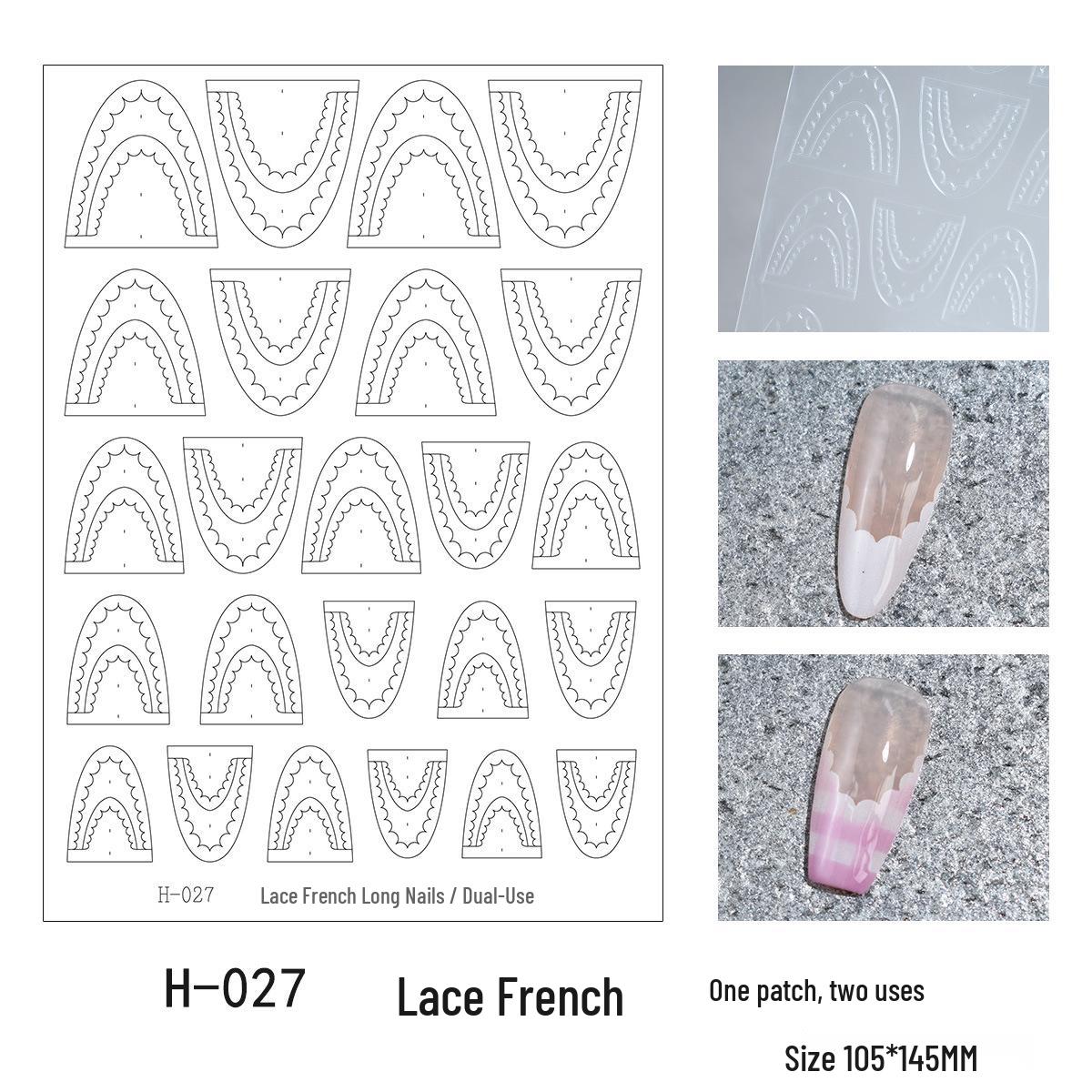 

New Lace French Cutout Nail Art Stickers - Adhesive, Non-Lifting Plaid French Press-On Auxiliary Stickers
