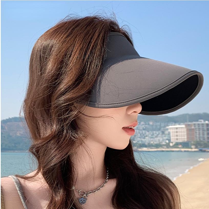 Women's Korean Style Extended Wide Brim Seamless Sun Hat UV Protection Full Coverage Outdoor Lightweight Open Top Cap