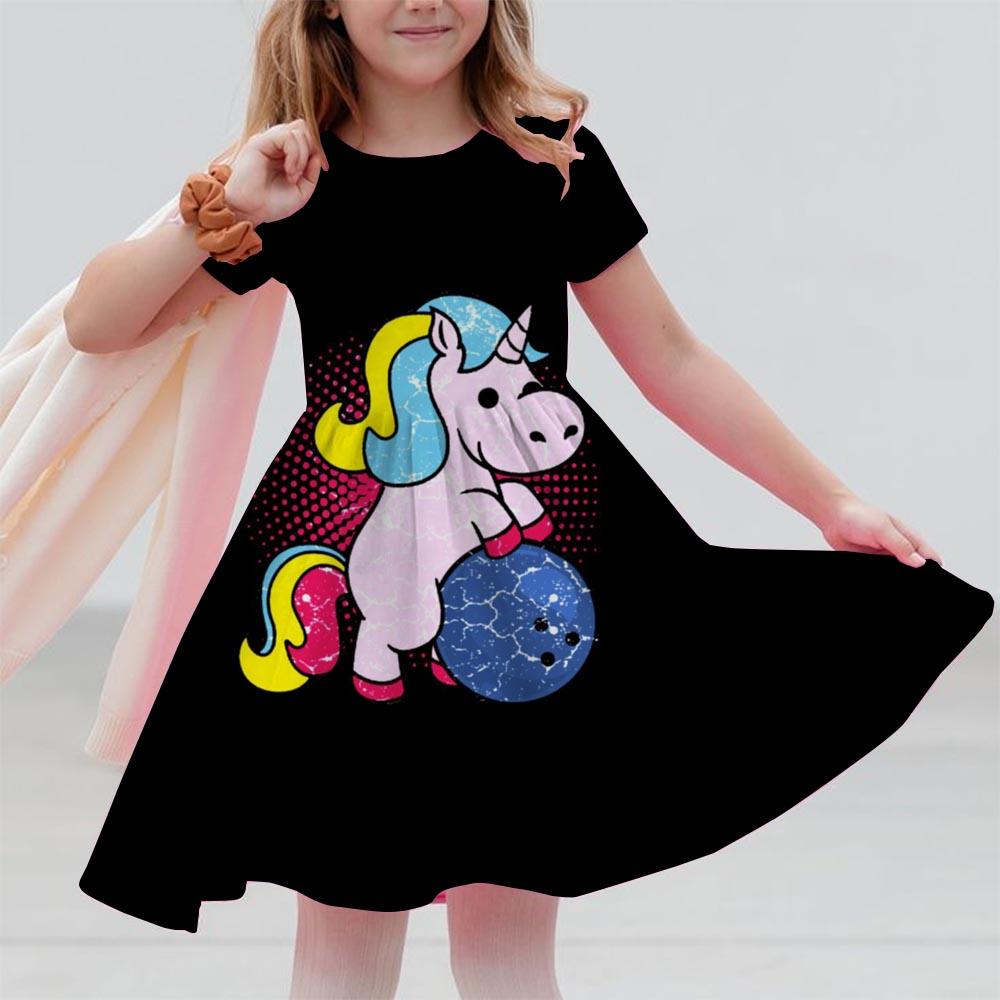 Girl Unicorn Cartoon Clothing Children's Clothing 3-14 Children's Birthday Party Clothing Children's Casual Clothing