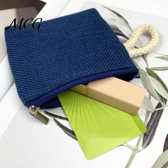 Hand Strap Coin Purse Women Purse, Fabric Mini Change Portable Small Japanese Casual Style Bag Zippered Pouch for Coins Cash Cards Lipstick