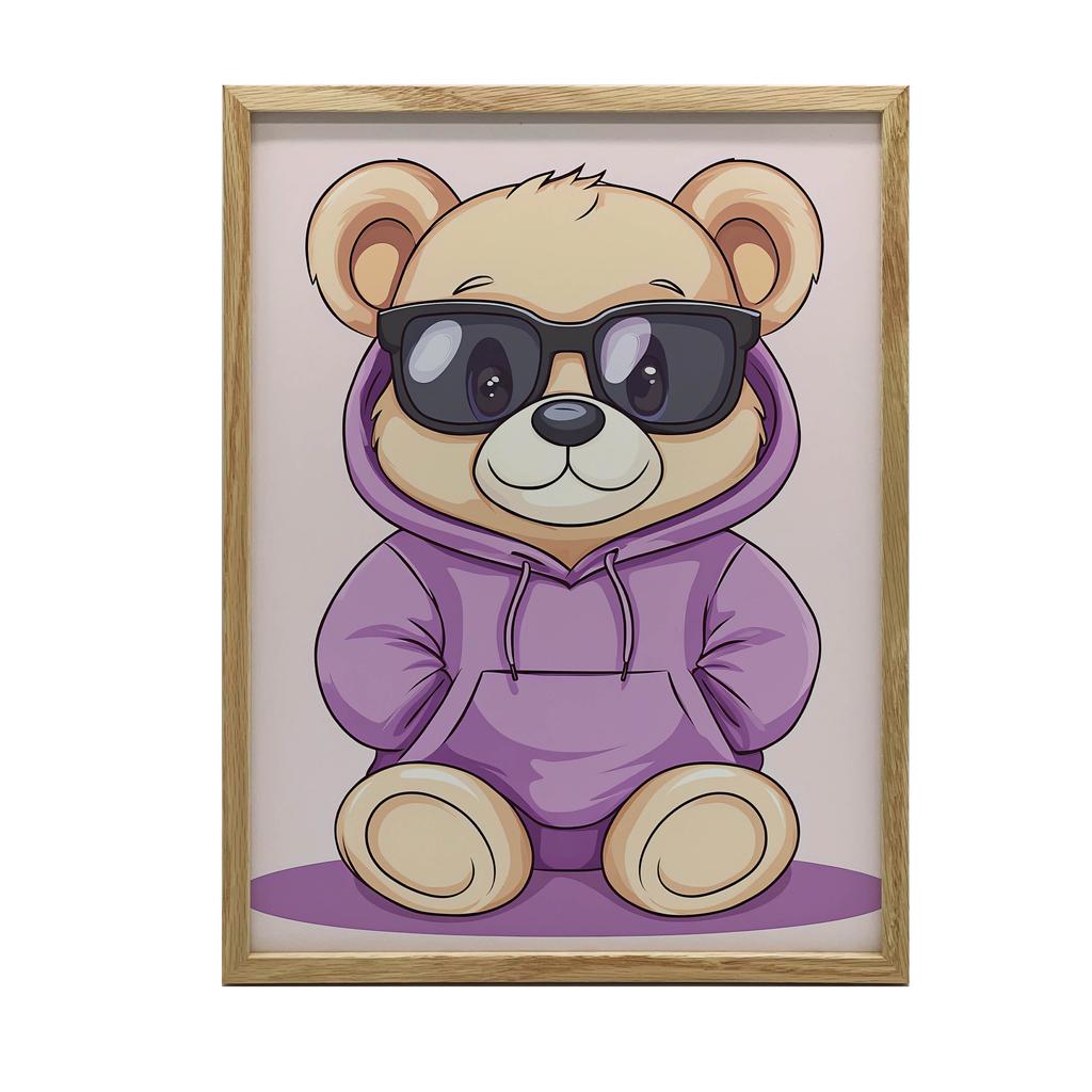 Plakat Miś W Fioletowym Hoodie Plakat Miś W Fioletowym Hoodie, 70X100 Cm, Bez Ramy, Płótno Premium Na Blejtramie