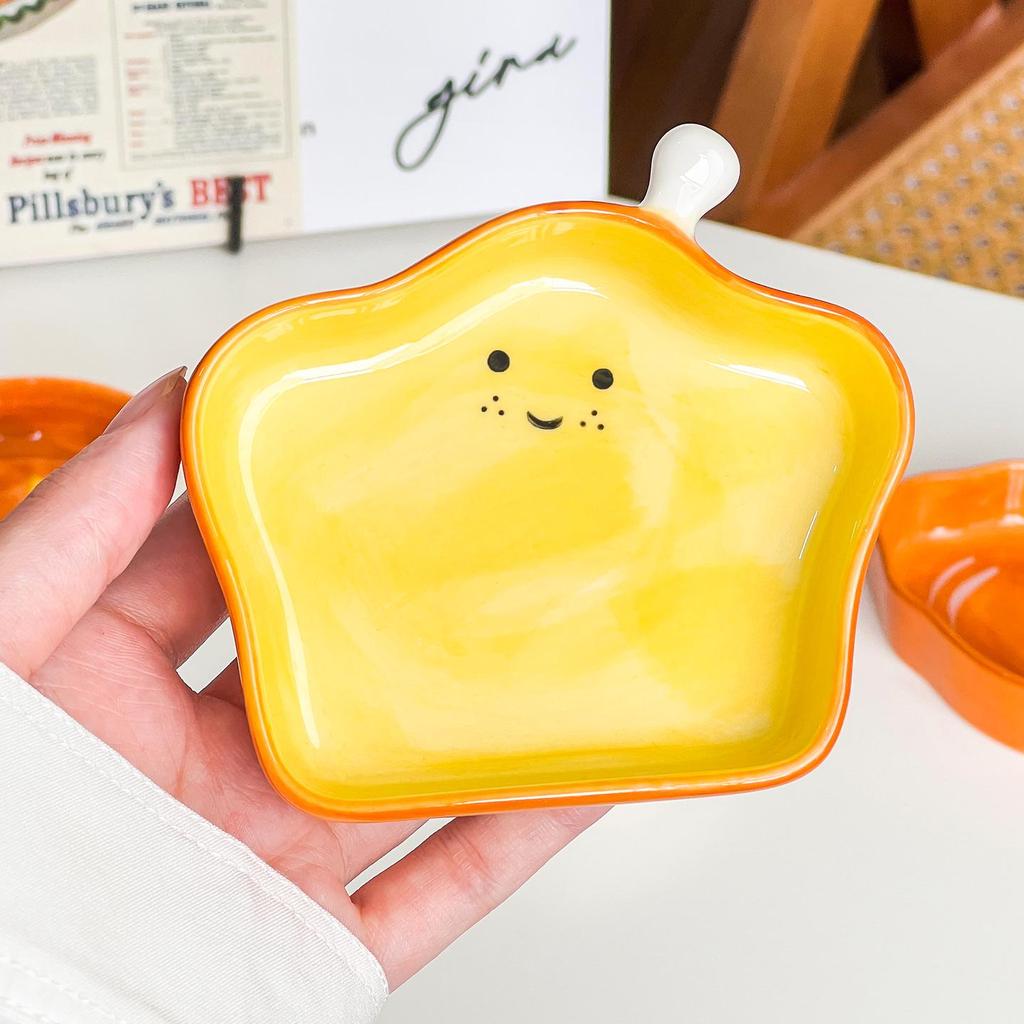 Ceramic Bread-Shaped Snack & Condiment Dish Set