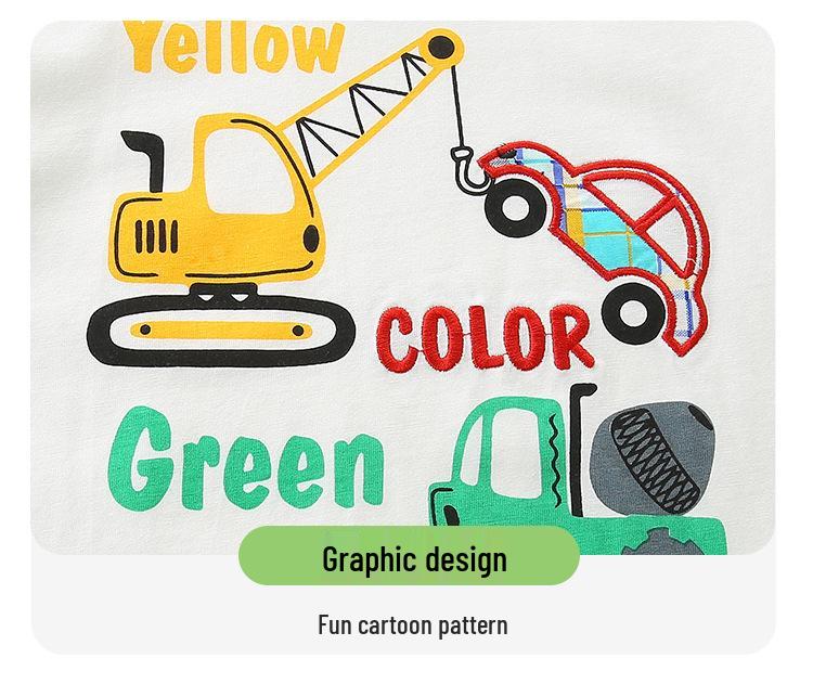 Summer Boys' Short-Sleeve T-shirt & Shorts - European American Style with Car Cartoon Print.