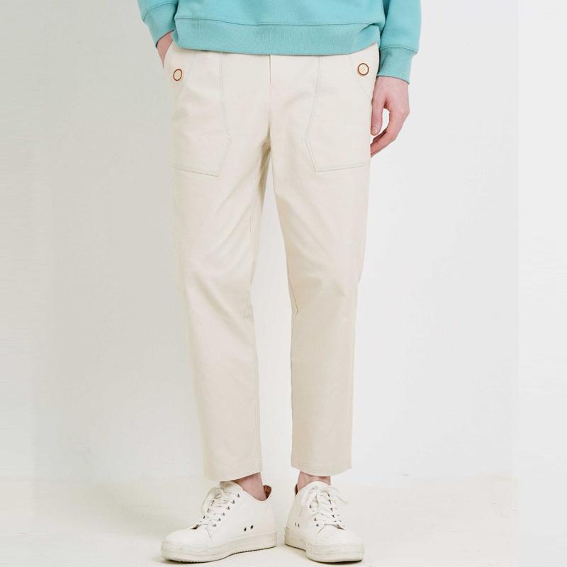 CUSTOMUS Contrast Stitch Big Pocket E-Band Waist Slim Fit Pants Cxs25Swpt305 Bei