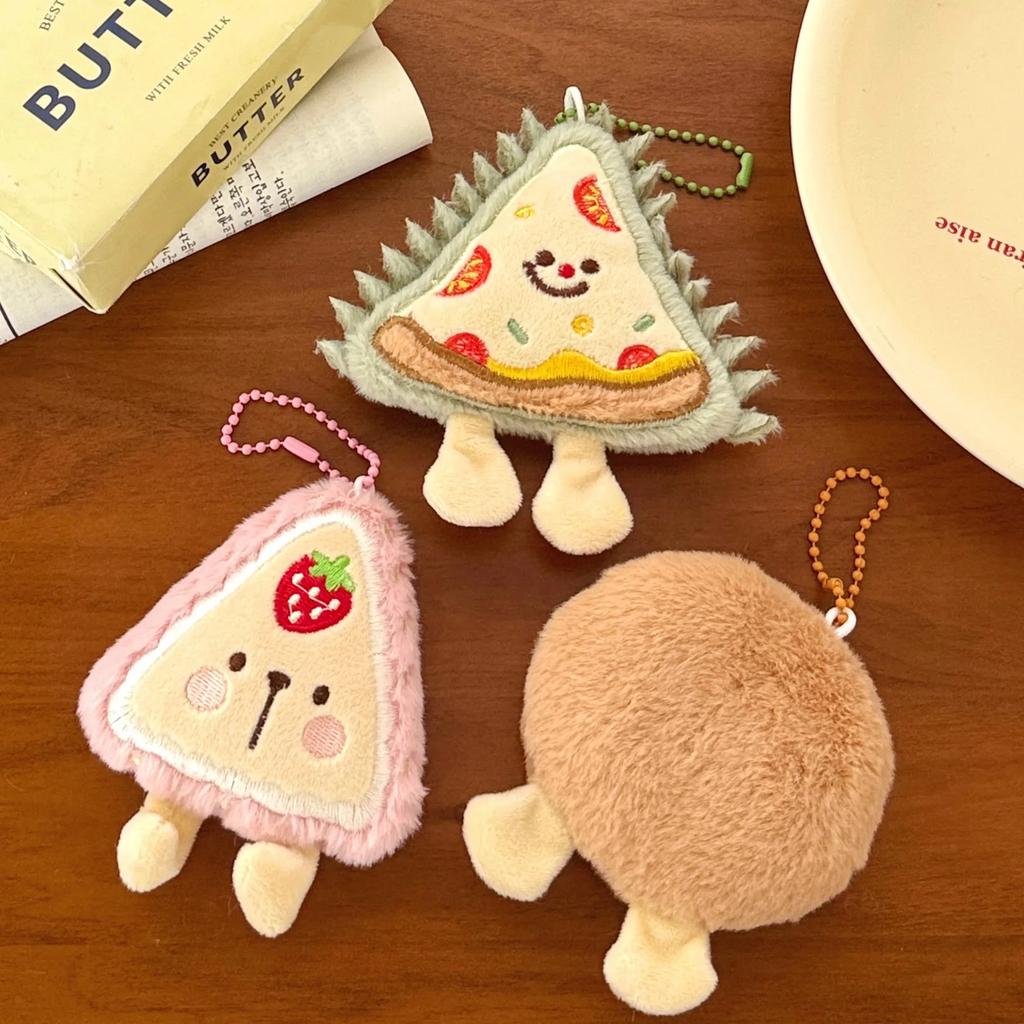 1/4 Pcs Creative Plush Food Pendant Cute Cartoon Pizza Backpack Versatile Pendant Accessories