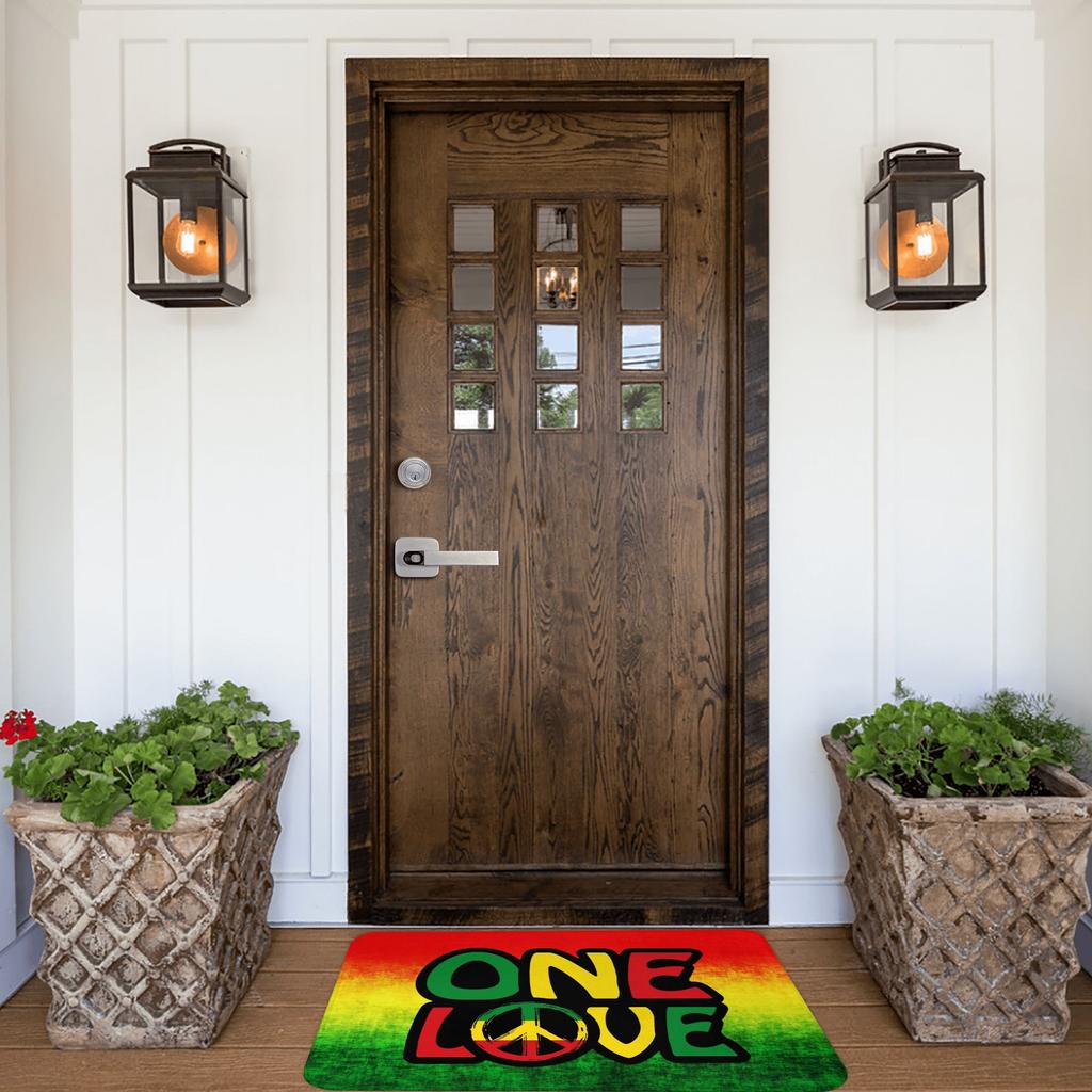 Rasta Löwe Jamaika Flagge Fußmatte Anti-Rutsch Außen Schnelltrocknend Jamaikanischer Reggae Fußmatte Boden Badezimmer Eingang Teppich Teppich