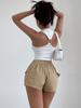 Rose Beauty A Women's Y2K Street Elastic Waist Flap Pocket Side Cargo Shorts Solid Color Simple Casual Shorts For Daily Wear