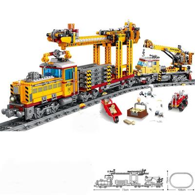 KAZI 98253 Electric Rail Train with Light and Sound Children Assembled Educational Building Blocks Train Toys for Children