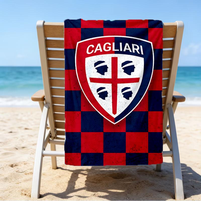 Football Cagliari Design Beach Towel - Soft, Absorbent Microfiber, Lightweight, Ideal for The Beach, Parties, Travel, Camping fan gifts