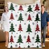 1 Piece Christmas-themed Red and Green Flannel Blanket, Soft, Suitable for Sofa, Bed, Office, All-season Use.