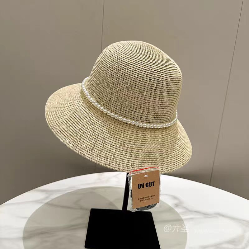 Xiaoxiangfeng Pearl Basin Hat Fashion Sunshade Big Eaves Bucket Hat Summer Outdoor Sun Hat Beach Hat Self-operated