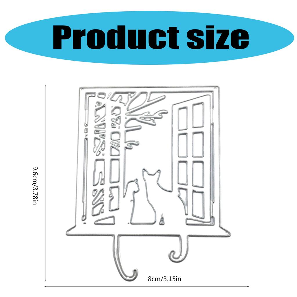 Carbon Steel Die Cut Window Cats Cutting Dies Templates Scrapbooking Embossing Tool for Card Making Paper Art Craft