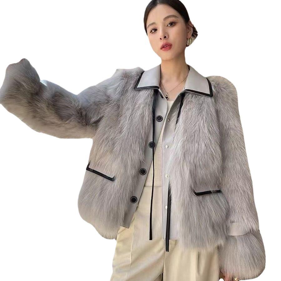 Thickened imitation fox fur imitation fur jacket women's light coat New winter temperament