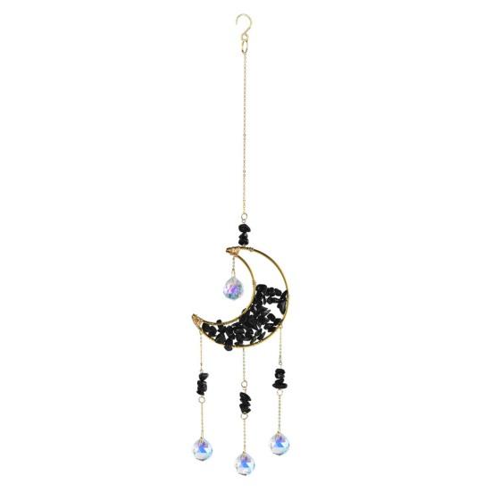 Crystal Sun Catcher Crescent Moon Sun Catcher Rainbow Maker Prism Ornament for Window Balcony Bedroom Garden Hanging