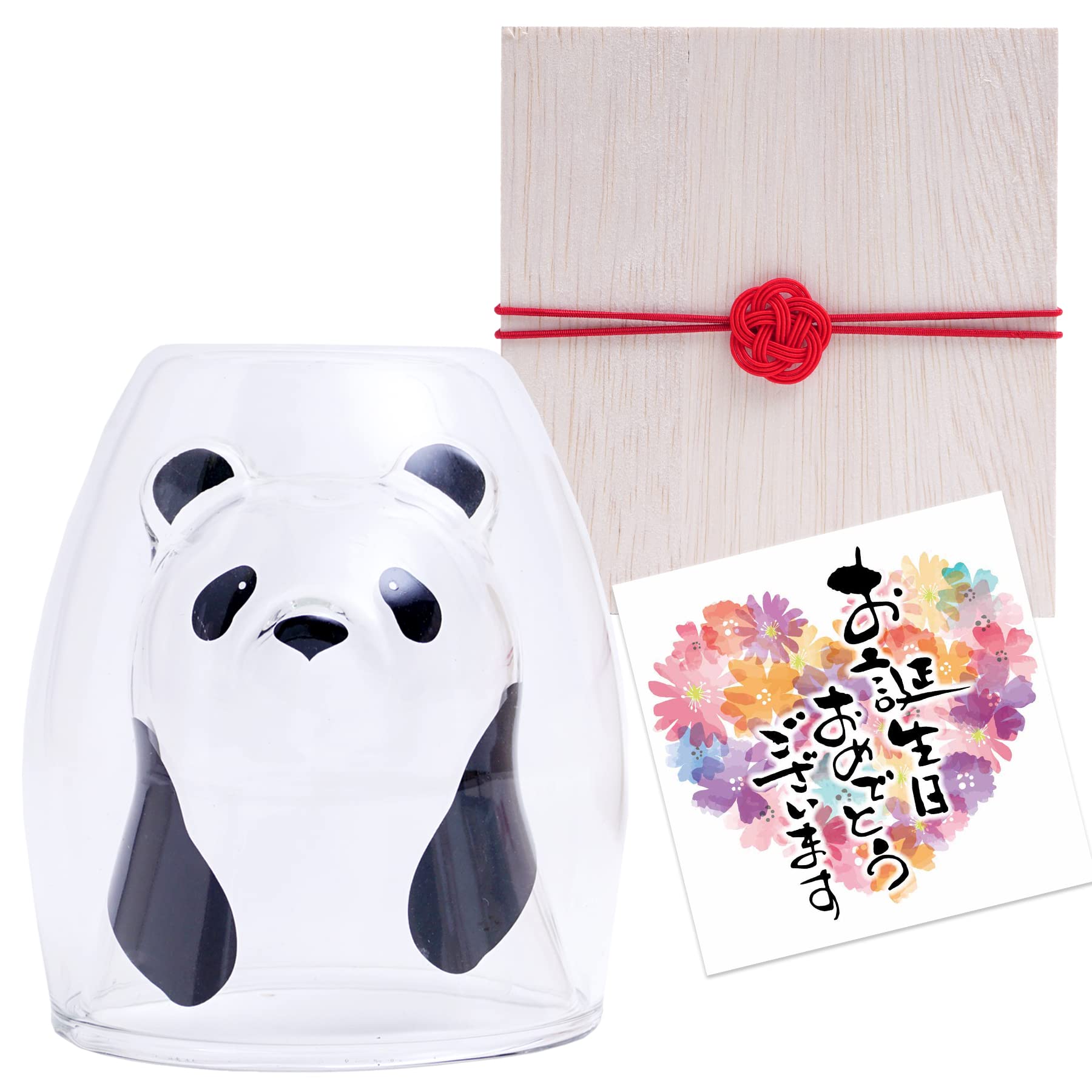 

День рождения Популярный подарок Деревянная коробка Открытка Стаканы, Подарки, Панда, Термостойкий, Двухслойный тамблер, Упакованный, (Сообщение А)