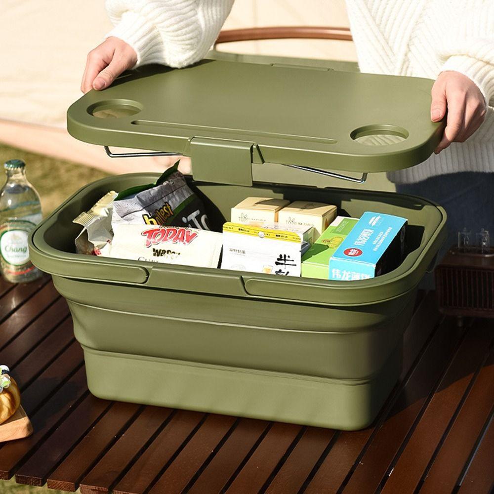 Waterproof Picnic Basket Camping Table Sundries Basket Durable Outdoor Organizer BBQ
