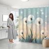 Dandelion Seeds Shower Curtain, Pastel Sky Digital Art, Soft Peach to Blue Gradient, Fade-Resistant, Machine Washable