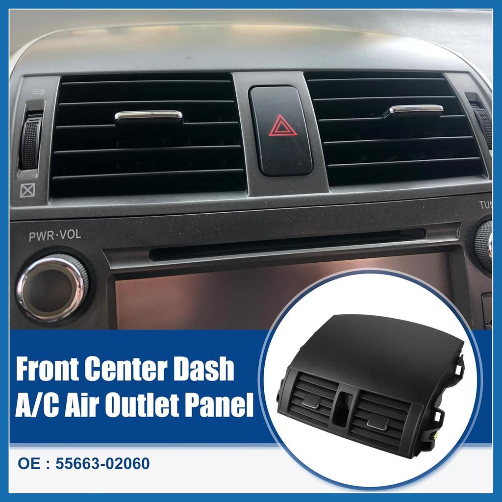 Car Air Vent Panel Assembly Front Center Dashboard A/C Outlet Vent Panel Fit for Toyota Corolla - Pack of 1 Black Item Replacement