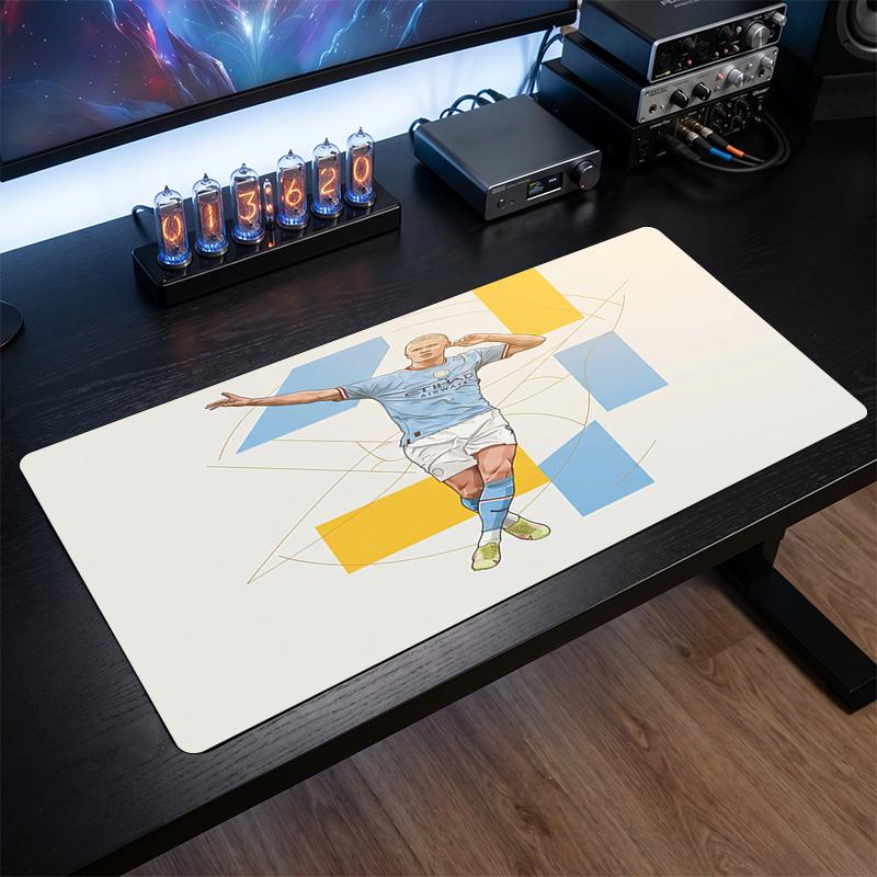 Erling Haaland Theme Pattern Mouse Pad, Soccer Logo Design XXL Gaming Desk Mat Non-Slip Computer Mouse Pad