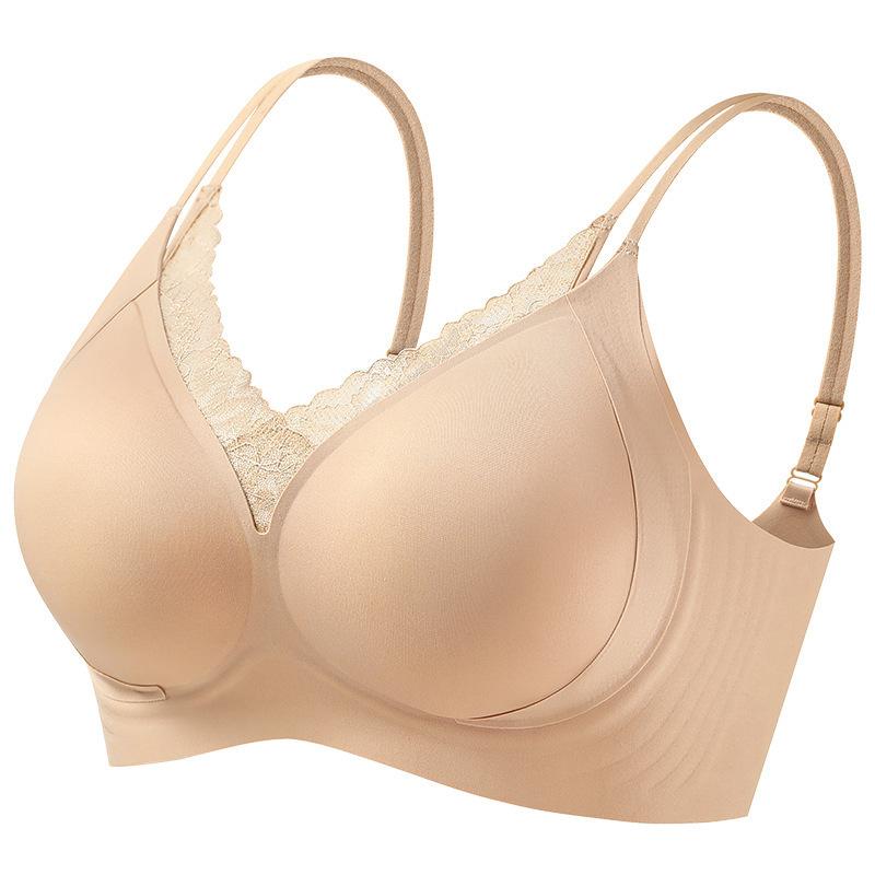 French Seamless Steel-rimless Underwear Women's Small Breasts Gather Lace Soft Support Pull Up Beauty Back Comfortable Bra Cover