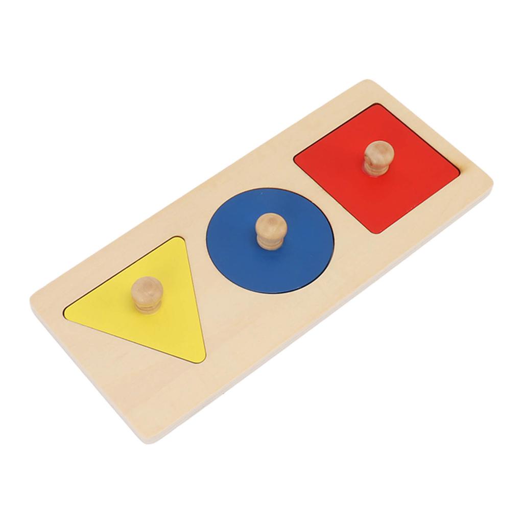 Baby Kleinkinder 3 Farben Drehknopf Puzzle Spielzeug Heimparty Lustiges Holz Geometrische Form Puzzle Pädagogisch