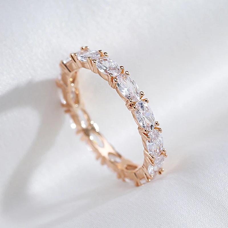 Full Paved White Zircon Classic Finger Rings for Women Trendy Golden Wedding Light Luxury Jewelry Keep Color