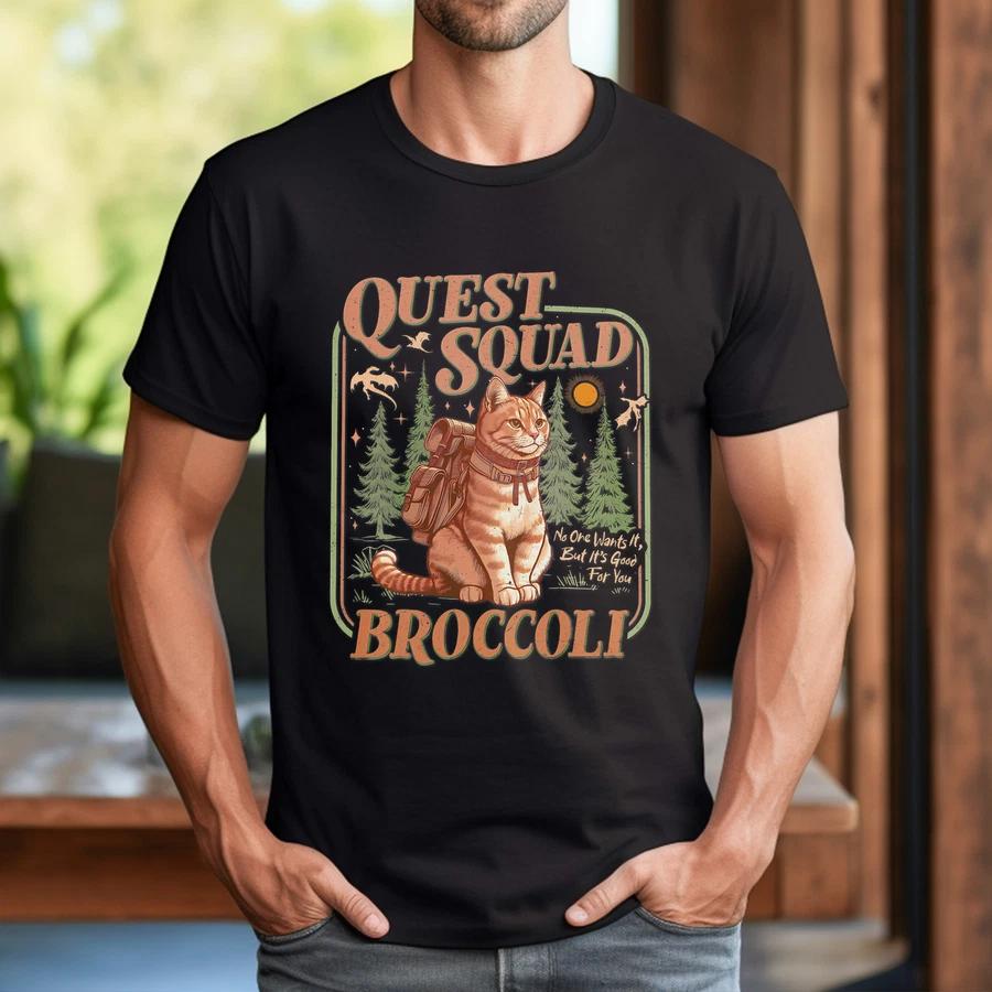 Quest Fantasy Squad Broccoli Kitten Funny Cat T-Shirt S