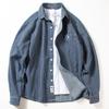 Men's Trendy Retro Casual Denim Shirt: Spring/Autumn Stripe Lapel Long Sleeve