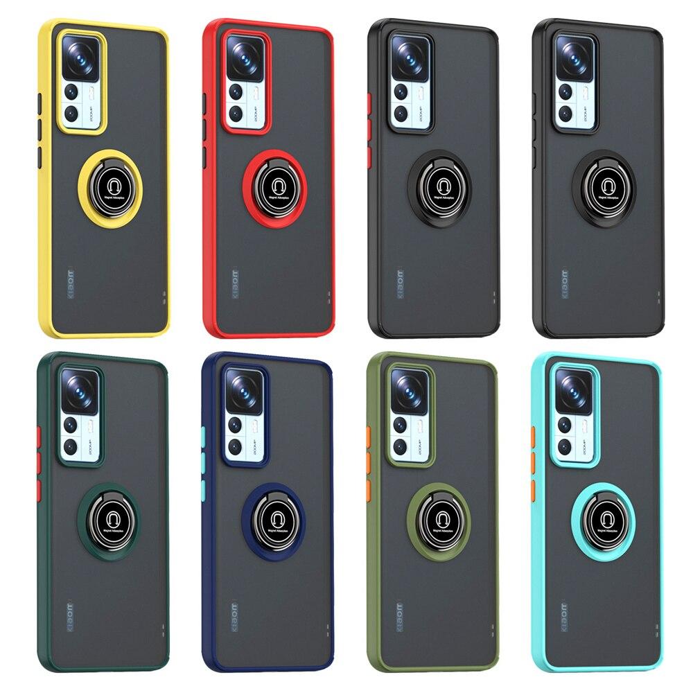 KEYSION Módní matné pouzdro pro Xiaomi 12T Pro 5G 11T Pro Transparentní nárazuvzdorný prstencový stojánek Zadní kryt telefonu pro Redmi K50 Ultra