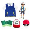 Pokemon Ash Ketchum Cosplay Kostüm Komplettset Erwachsene Jacke Handschuhe Hut Halloween Hohe Qualität Elastisches Weiches Polyestermaterial