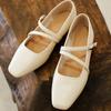 Mary Jane Single Shoes Women's Spring New Temperament Square Toe Shallow Mouth One Strap Soft Sole Flat Shoes