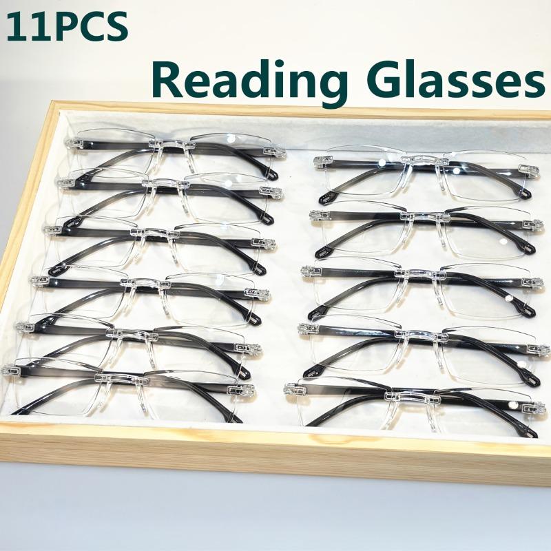 pcs Vintage Style Reading Glasses Rectangular Rimless Frame Anti Blue Light Glass for Farsightedness