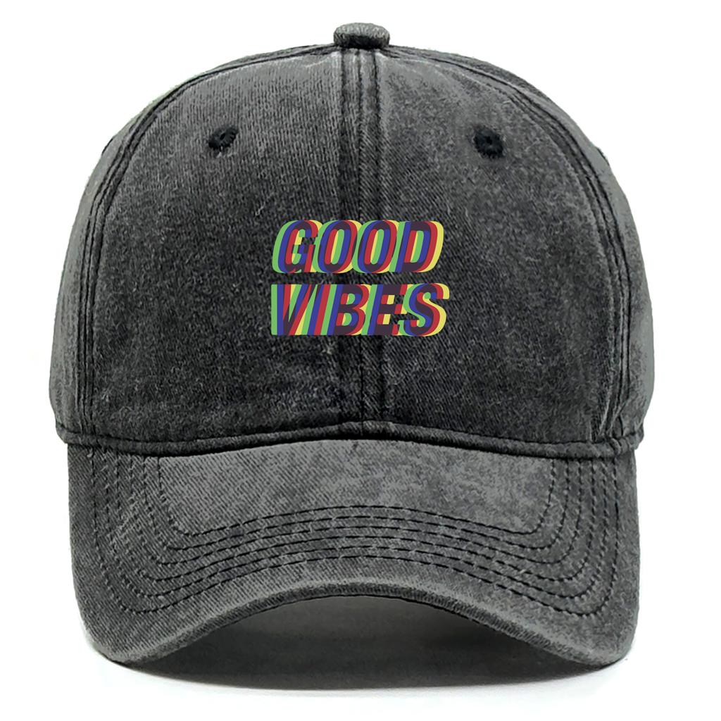 Unisex Baseball Caps "GOOD VIBES" Trucker Cap Casual Fashion Adjustable Baseball Hat Ideal Choice For Gifts One Size Fits All