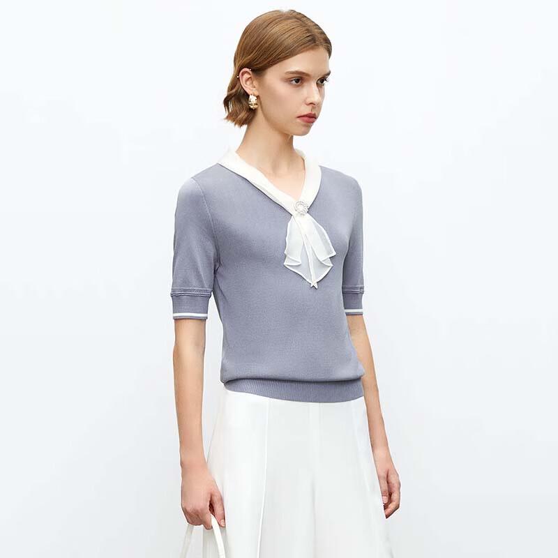 JESSIE Women's V-Neck Slim Fit Short Sleeve Knit Top