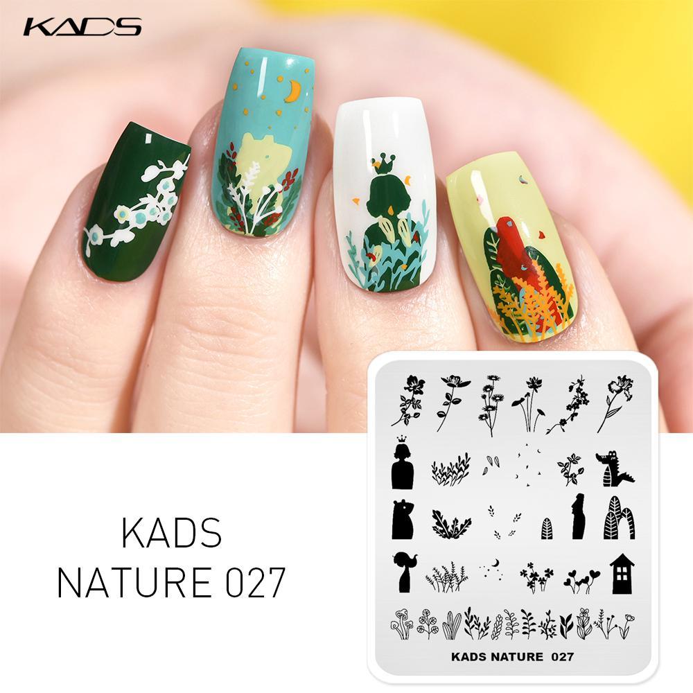kads Nagelkunst Stamping Platten Natur 027 Blätter Blumen Design Bildvorlage Nagelschablone Maniküre Überdruck Stamping Nägel