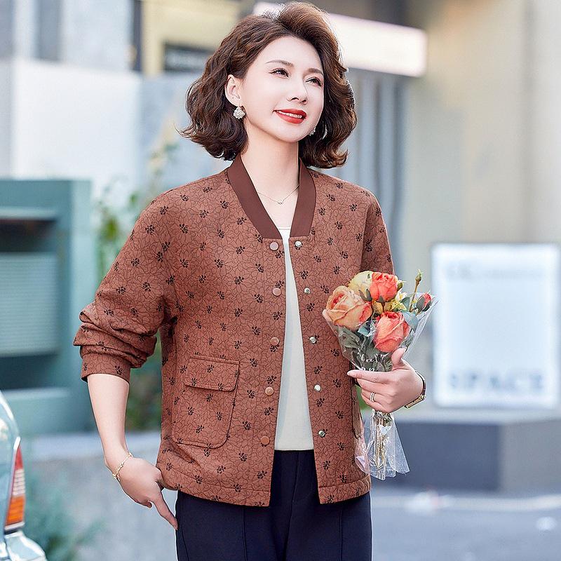 Spring Fashion Print Jacket for Middle-Aged Women 2025 - Trendy, Loose-Fit Design