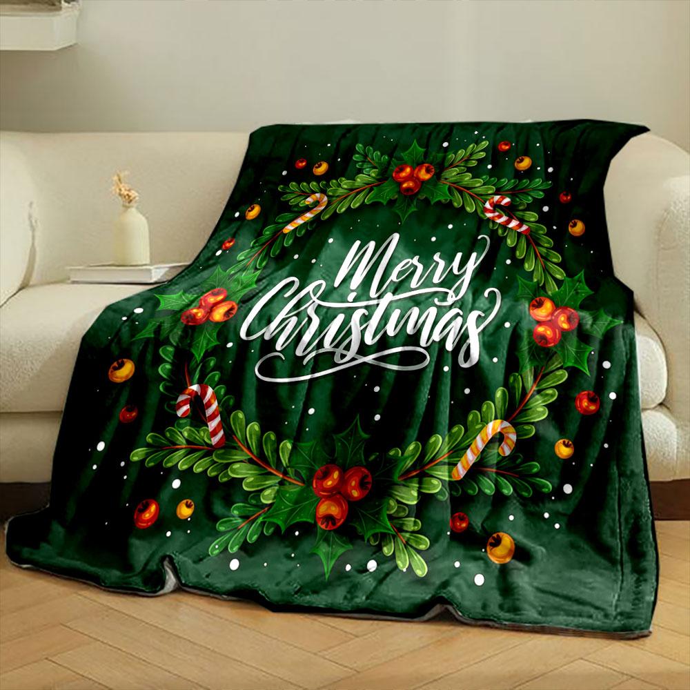 Christmas Wreath Blanket bedroom Blanket for Livingroom Couch lunch break Soft throw for Friend's festival Gift