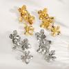 E11011 European and American New Unique Metal Immortal Flower Earrings Women, Retro Exaggerated Alloy Pearl Earrings