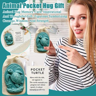 Animal Pocket Hug Gift, Animal Hug Memory Card, Inspirational And Thoughtful Gift, Figurines Symbolizing Courage,Wisdom, And Strength