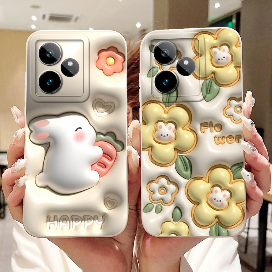 For Realme GT 7 7T Case New Fashion Cartoon Luxury Girly Painting Funda For Realme GT7 RMX5061 Back Cover Matte Liquid Silicone