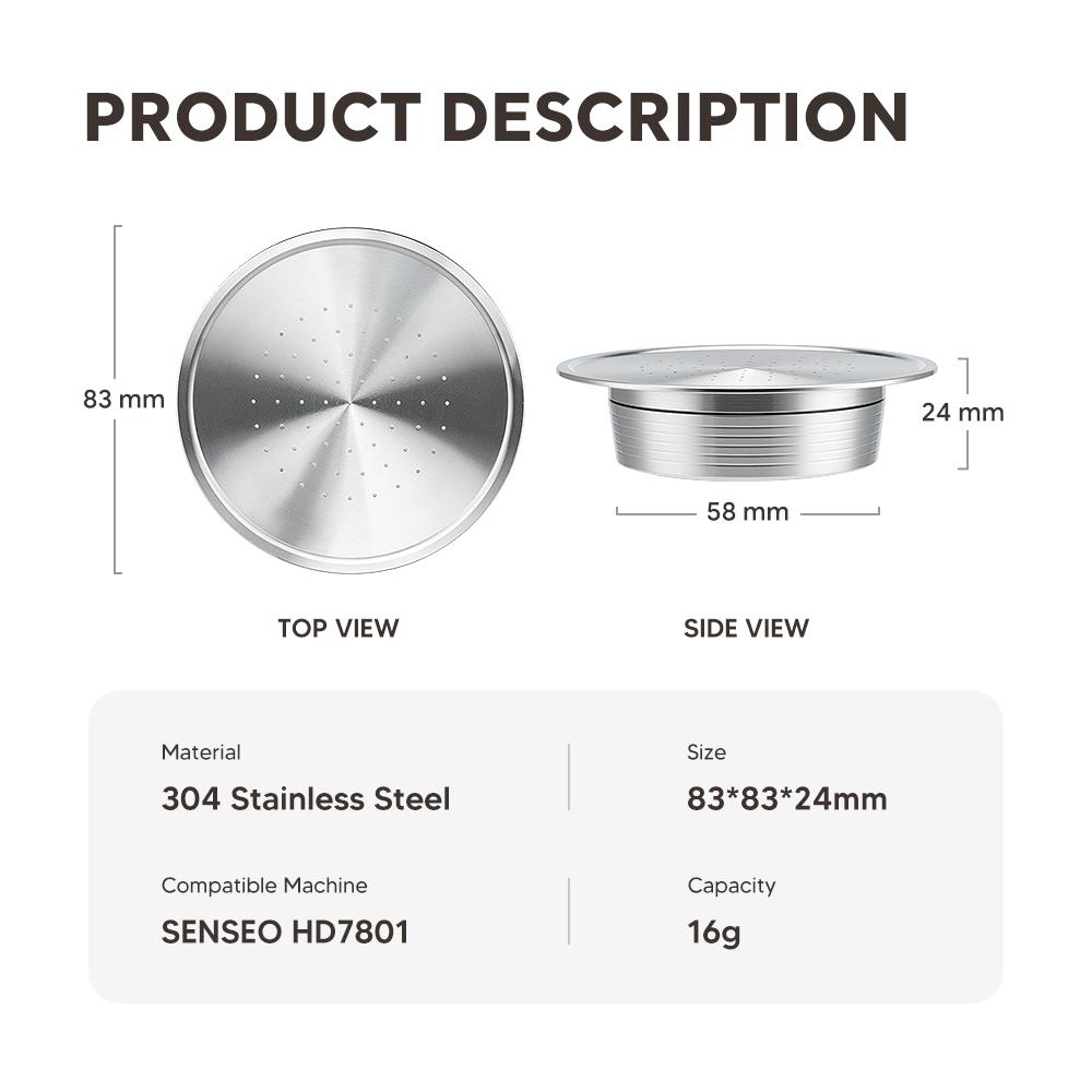 Reusable Coffee Capsule for Senseo HD7801 Coffee Maker Crema Refillable Filter Pod Stainless Steel Coffee Accessories
