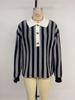 2025 Autumn/Winter Women's Retro Striped Knit Sweater with Lapel