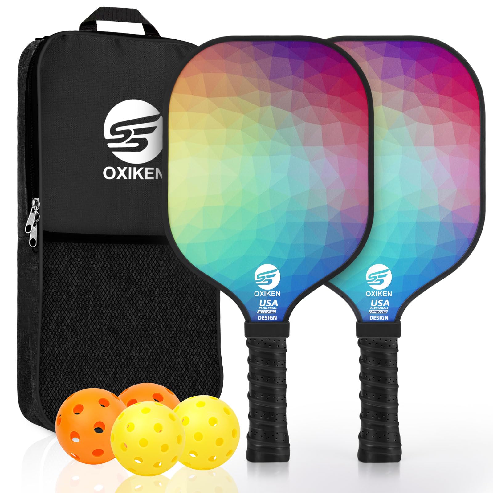 

SS OXIKEN Pickleball Paddle Set of 2 USAPA Одобренная ракетка для пиклбола из углеродного волокна с полипропиленовым сотовым сердечником, впитывающая пот ручка 2 Outdoor