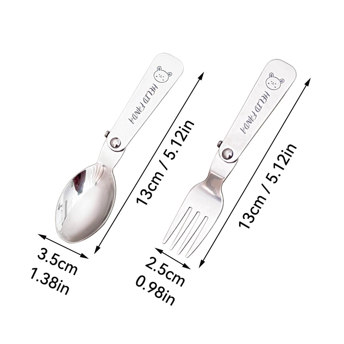 

2PCS/Set Portable Foldable Dinnerware 304 Stainless Steel Tableware Set Reusable Folding Spoon Fork Set For Camping Picnic