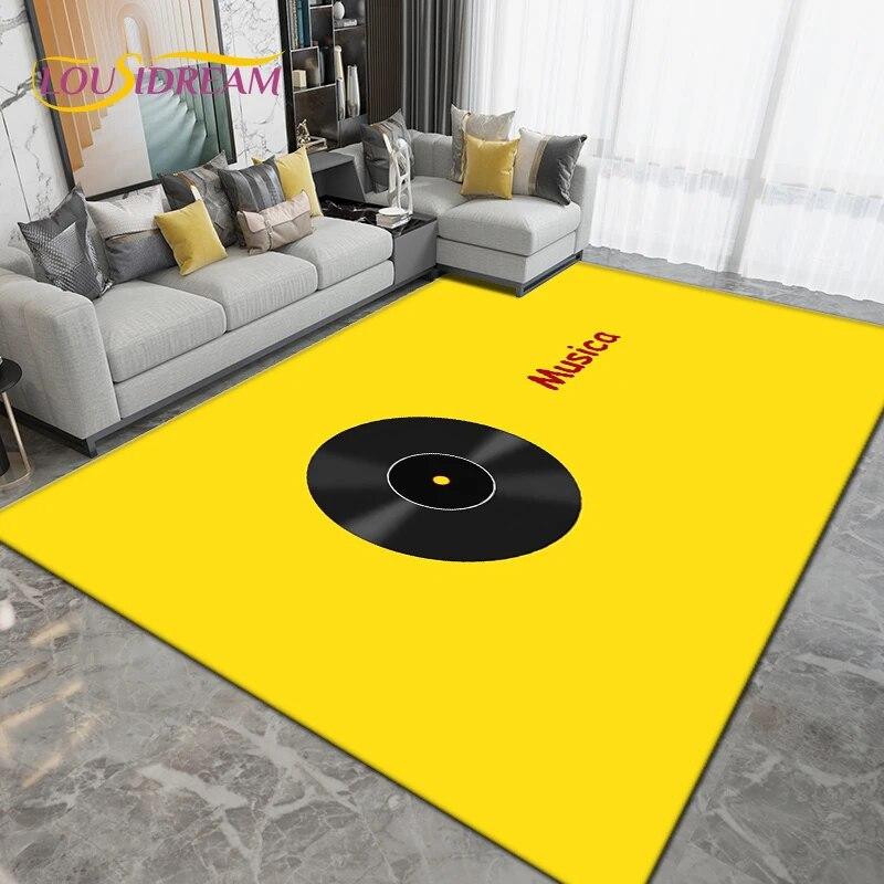 Classical Music Vintage Vinyl Record Area Rug Large,Carpet Rug for Living Room Bedroom Sofa,Kitchen Bathroom Non-slip Floor Mats