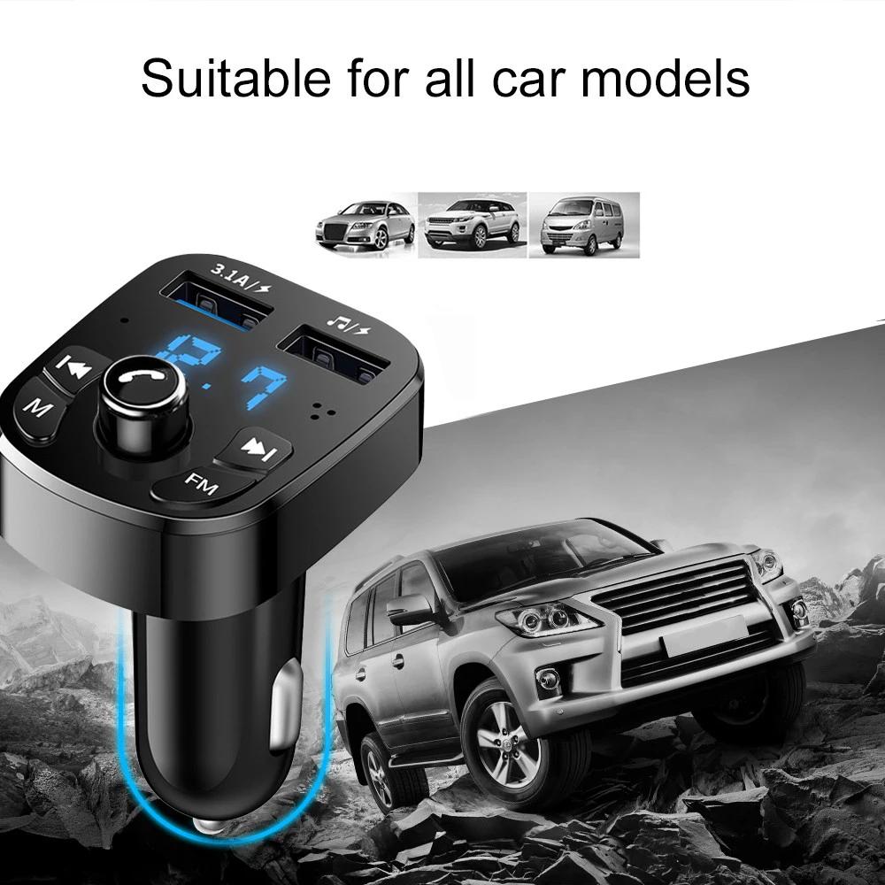 Bluetooth 5.0 FM Transmitter Car Kit PD Type-C Dual USB Car Charger Mp3 Player Handsfree Call Phone Charger with Voltage Display